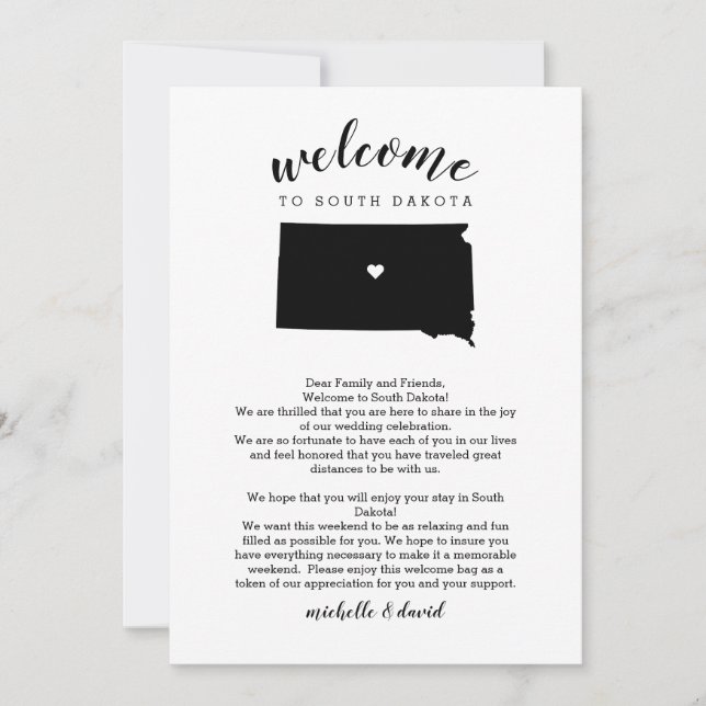 Welcome South Dakota Wedding Letter & Itinerary (Front)