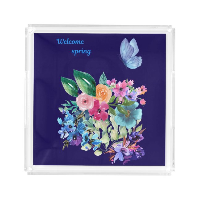 Welcome spring acrylic tray (Front)