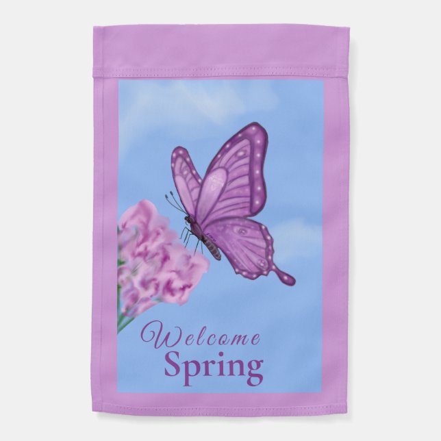 Welcome Spring Butterfly "Dolly's Bloom" Garden Flag (Back)