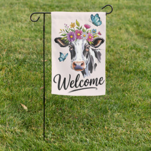 Welcome Spring Cow Garden Flag