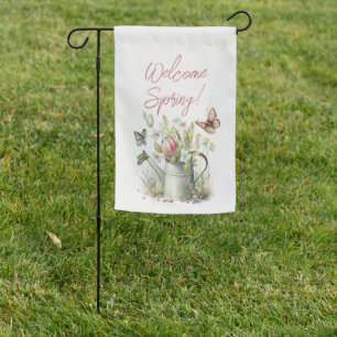 Welcome Spring Floral Garden Flag