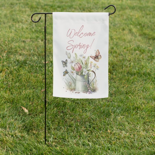 Welcome Spring Floral Garden Flag (In SItu)