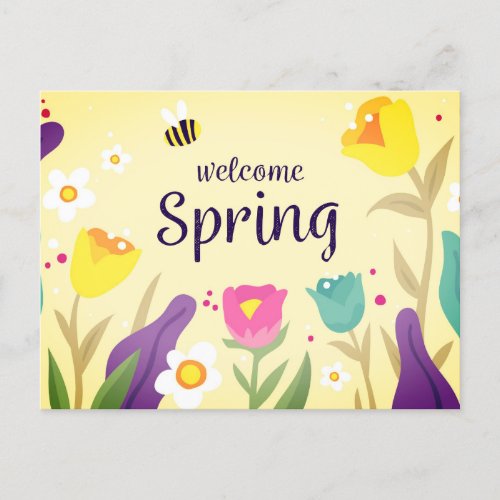 Welcome Spring Floral  Postcard