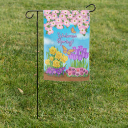 Welcome Spring Flowers Reversible Garden Flag
