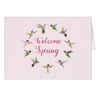 Welcome Spring Hummingbirds Card