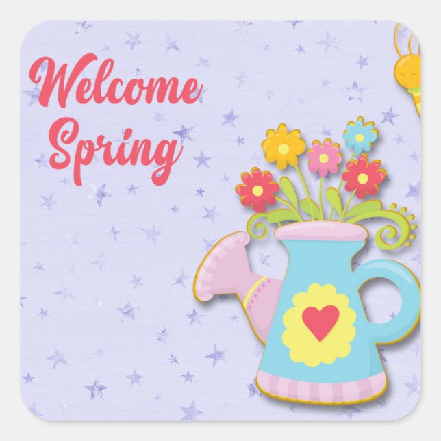 Welcome Spring Square Sticker (Front)
