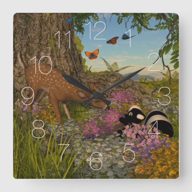 Welcome Spring Square Wall Clock (Front)