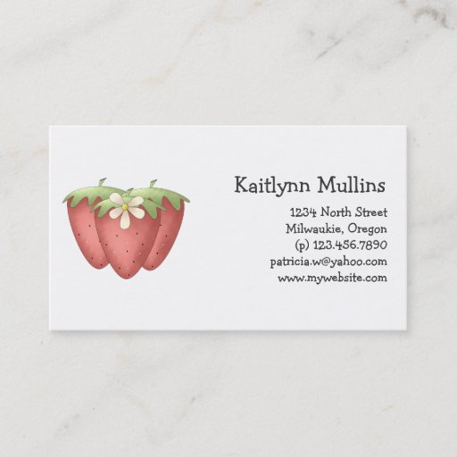 Customizable Welcome Spring · Strawberries &amp; Flower Business Card