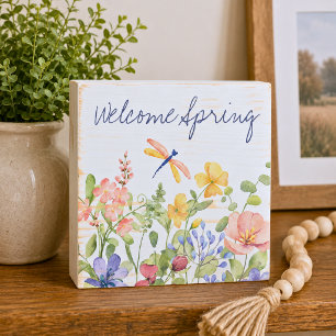 Welcome Spring Wooden Box Sign