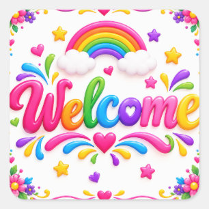 Welcome square sticker