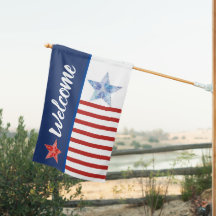 WELCOME, Stars & Stripes, Patriotic House Flag