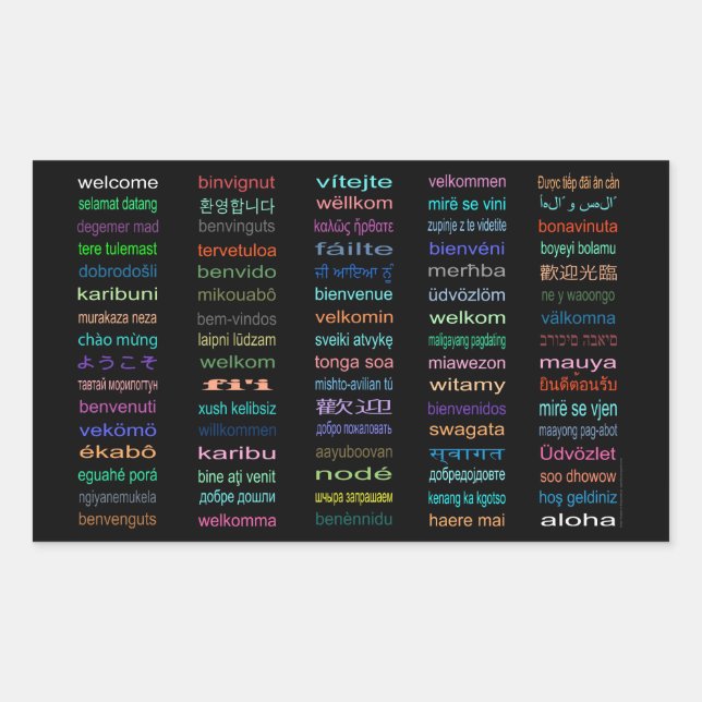 Welcome Stickers : 80 Languages / Black (Front)