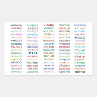 Welcome Stickers : 80 Languages / White
