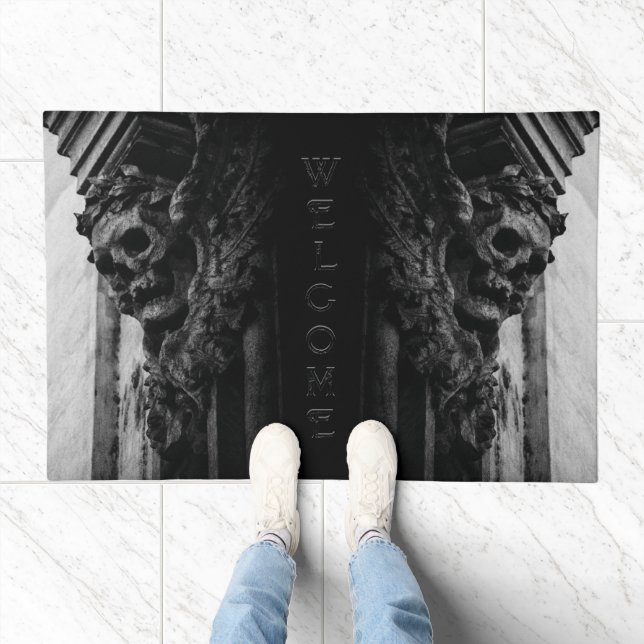 Welcome Stone Wings Skull Doormat (Indoor)