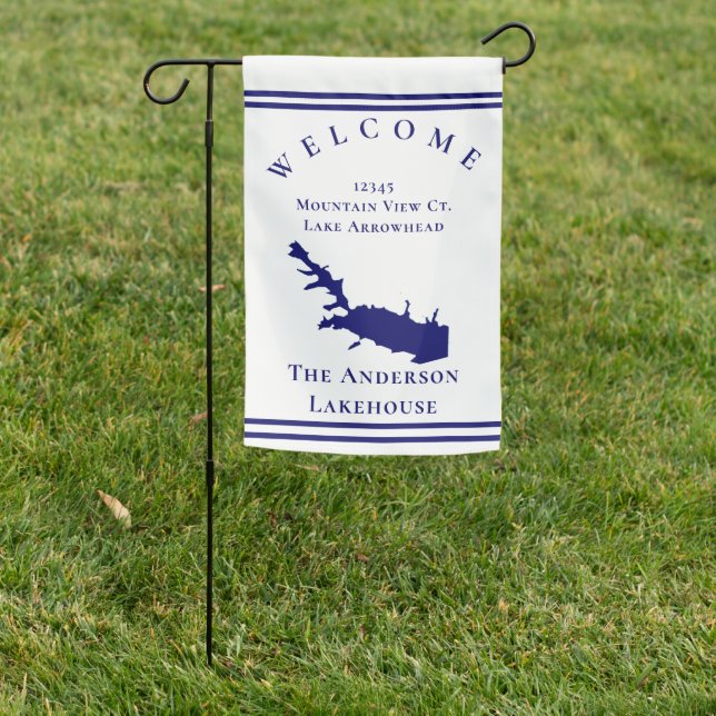 Welcome Street address Lake Arrowhead Garden Flag (In SItu)