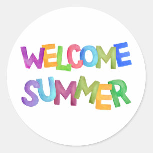 welcome summer colorful vacation typography classic round sticker