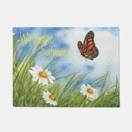 Welcome Summer Monarch Butterfly Door Mat