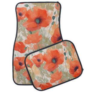 Welcome Summer Poppies Car Floor Mat