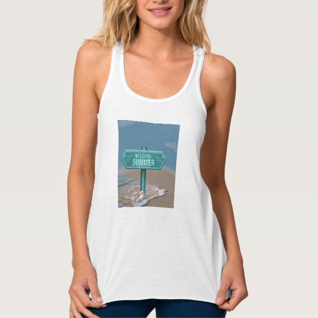 Welcome Summer Vector Drawing Tank Top (Front)