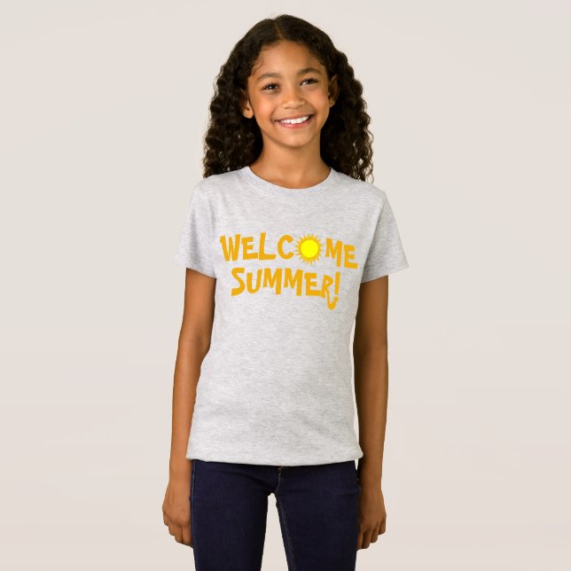 Welcome Summer! Yellow Sun Sunny Day Sunshine T-Shirt (Front Full)