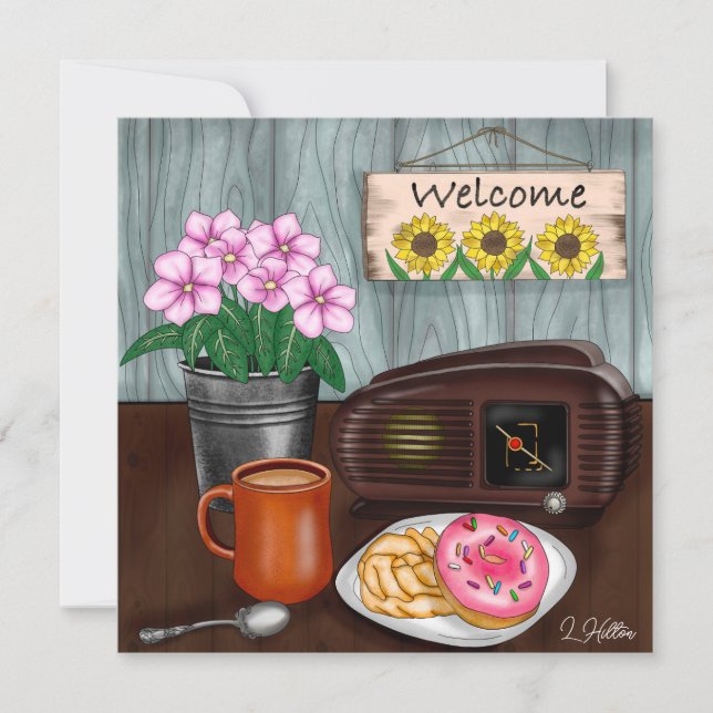 Welcome, Sunflowers, Donuts and Coffee (Front)