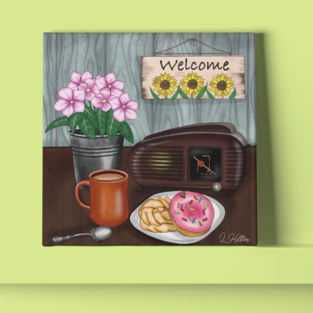 Welcome, Sunflowers, Donuts and Coffee Acrylic Print (Creator Uploaded)