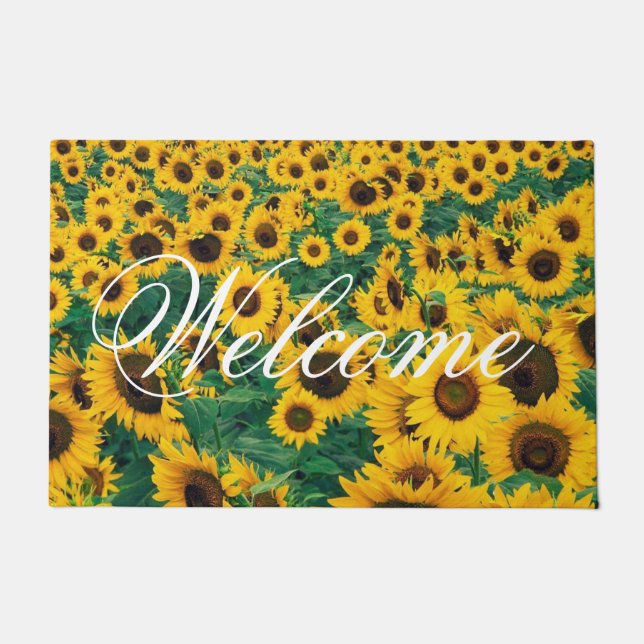 Welcome Sunflowers Personalize Doormat (Front)