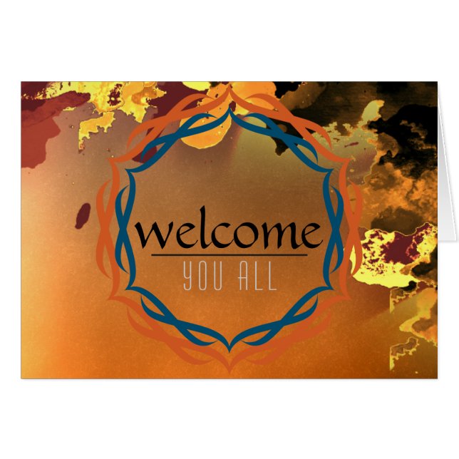 Welcome Sunset Mandala Damask Red Black Clouds Cards (Front Horizontal)