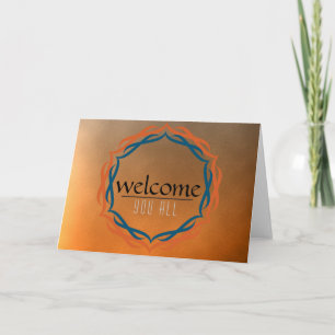 Welcome Sunset Mandala Damask Red Black Clouds Letterpress Thank You Card