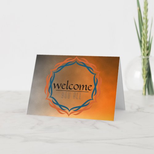 Welcome Sunset Mandala Damask Red Black Clouds Thank You Card