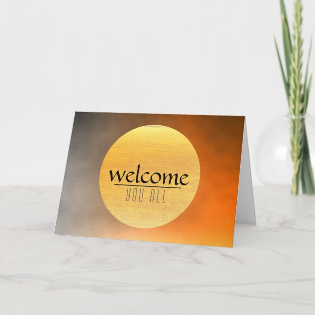 Welcome Sunset Moon with Red Black Clouds Letterpress Thank You Card (Front)