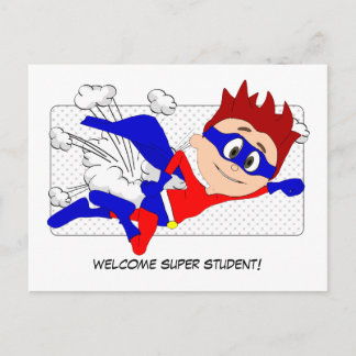 Welcome Super Student Boy Postcard Back to School