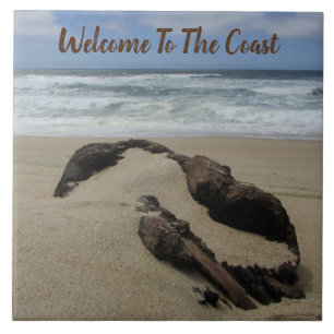 Welcome Surf Sand Driftwood West Coast Landscape Ceramic Tile