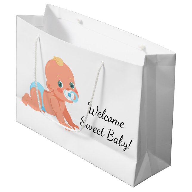 Welcome Sweet Baby Large Gift Bag (Front Angled)