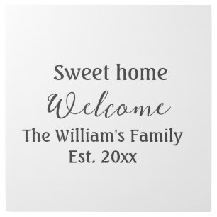 Welcome sweet home add family name year Est. Text  Gallery Wrap