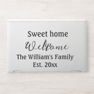 Welcome sweet home add family name year Est. Text HP Laptop Skin