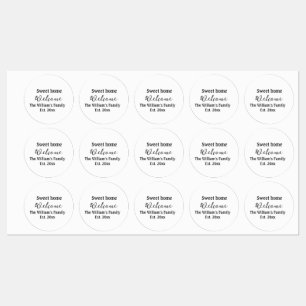 Welcome sweet home add family name year Est. Text Labels