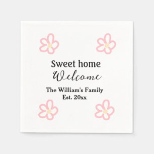 Welcome sweet home add family name year Est. Text  Napkins