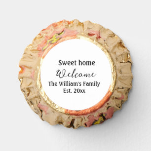 Welcome sweet home add family name year Est. Text Reese's Peanut Butter Cups