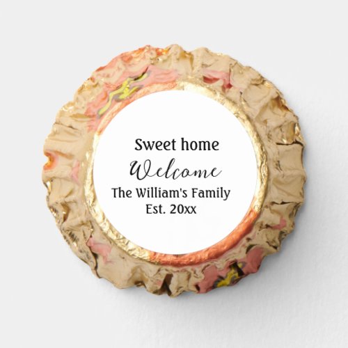 Welcome sweet home add family name year Est Text  Reeses Peanut Butter Cups