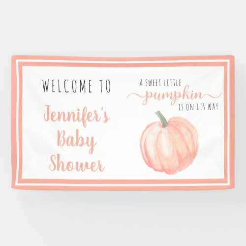 Welcome Sweet Little Pumpkin Orange Baby Shower Banner