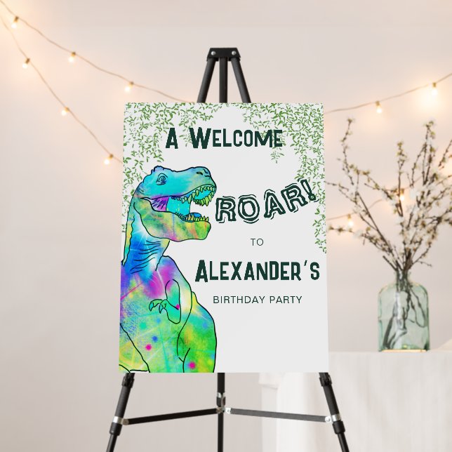 Welcome T-Rex Roar Dinosaur Birthday Party Foam Board (In Situ (Stand))