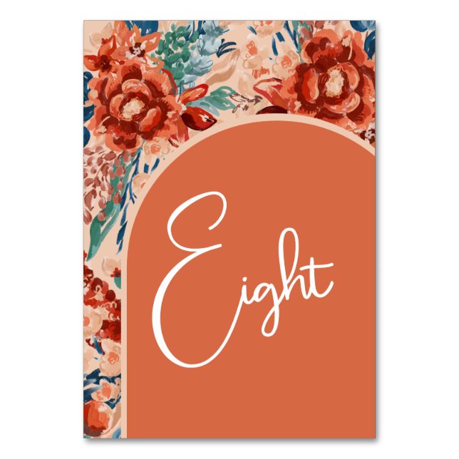 Welcome Table Numbers | Boho Terracotta Floral (Front)