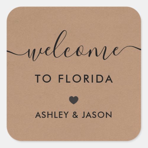 Welcome Tag Wedding Welcome Bag Gift Tags Kraft Square Sticker