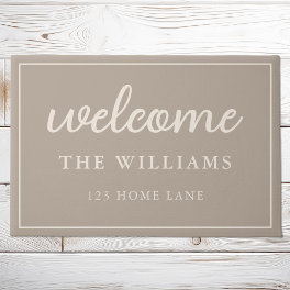 Welcome Tan Family Name Personalized Doormat
