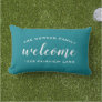 Welcome Teal Blue Personalized Family Name Address Lumbar Pillow