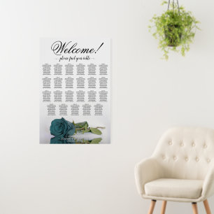 Welcome! Teal Rose 23 Table Wedding Seating Chart Foam Board