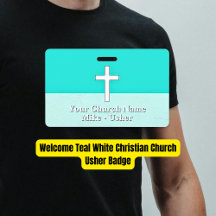 Welcome Teal White Christian Church Usher