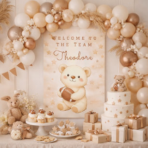 Welcome Team Watercolor Teddy Bear Football Name Foam Board