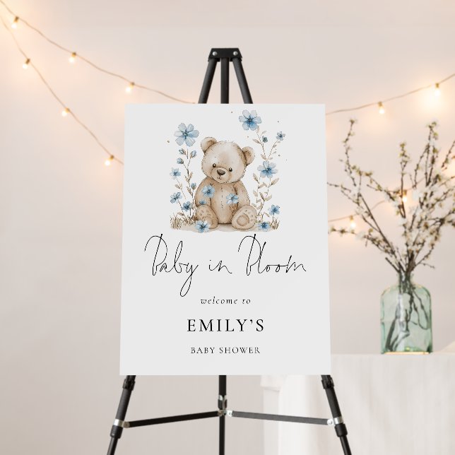 Welcome Teddy Bear Baby in Bloom Shower Foam Board (In Situ (Stand))